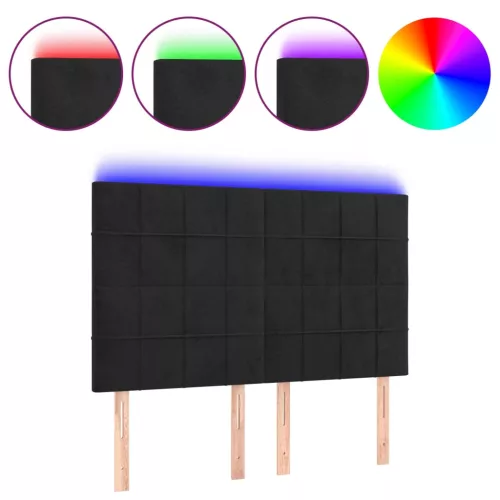 Fekete bársony LED-es fejtámla 144x5x118/128 cm
