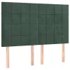 Sötétzöld bársony LED-es fejtámla 144x5x118/128 cm