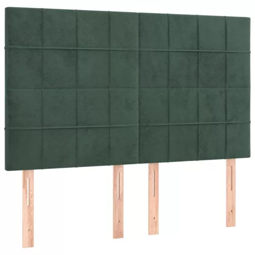 Sötétzöld bársony LED-es fejtámla 144x5x118/128 cm