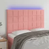 Rózsaszín bársony LED-es fejtámla 144x5x118/128 cm