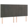 Sötétszürke bársony LED-es fejtámla 160x5x118/128 cm
