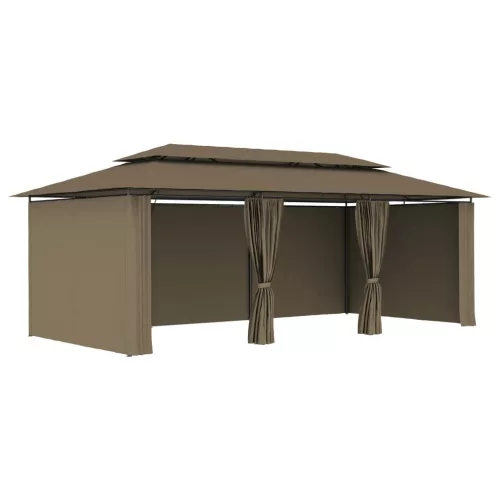 Tópszínű pavilon függönyökkel 600 x 298 x 270 cm 180 g/m²