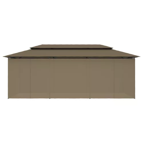 Tópszínű pavilon függönyökkel 600 x 298 x 270 cm 180 g/m²