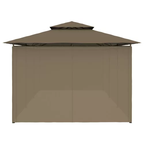 Tópszínű pavilon függönyökkel 600 x 298 x 270 cm 180 g/m²