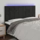 Fekete bársony LED-es fejtámla 160x5x118/128 cm