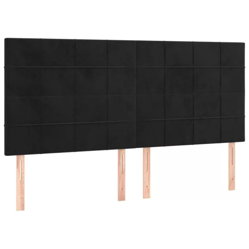 Fekete bársony LED-es fejtámla 160x5x118/128 cm