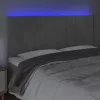 Világosszürke bársony LED-es fejtámla 180x5x118/128 cm