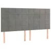 Világosszürke bársony LED-es fejtámla 180x5x118/128 cm