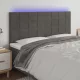 Sötétszürke bársony LED-es fejtámla 180x5x118/128 cm