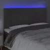 Sötétszürke bársony LED-es fejtámla 180x5x118/128 cm