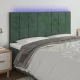 Sötétzöld bársony LED-es fejtámla 200x5x118/128 cm