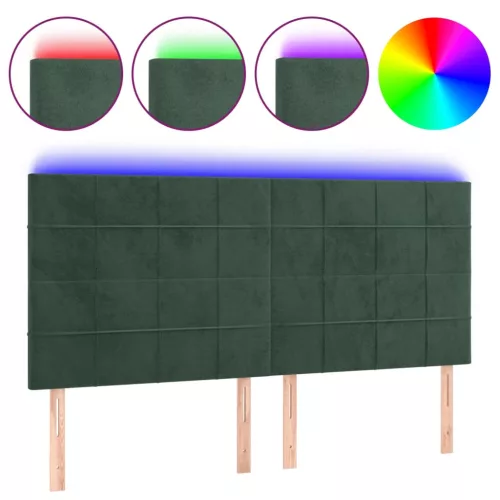 Sötétzöld bársony LED-es fejtámla 200x5x118/128 cm