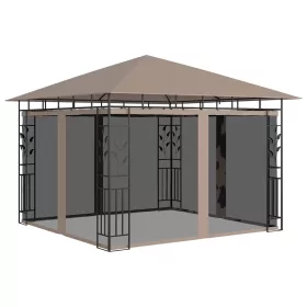   Tópszínű pavilon szúnyoghálóval 3 x 3 x 2,73 m 180 g/m²