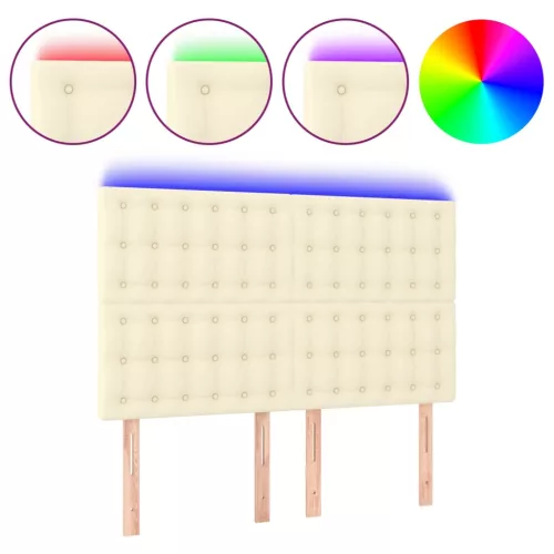 Krémszínű műbőr LED-es fejtámla 144x5x118/128 cm