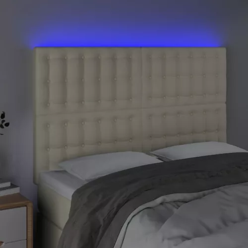 Krémszínű műbőr LED-es fejtámla 144x5x118/128 cm