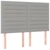 Világosszürke szövet LED-es fejtámla 144x5x118/128 cm
