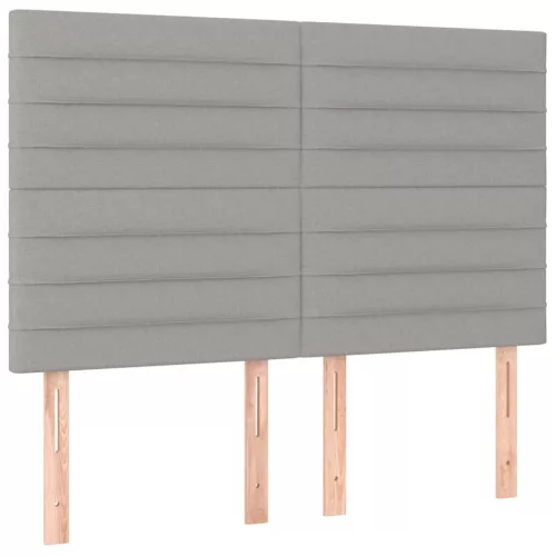 Világosszürke szövet LED-es fejtámla 144x5x118/128 cm