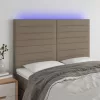 Tópszínű szövet LED-es fejtámla 144x5x118/128 cm
