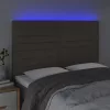Tópszínű szövet LED-es fejtámla 144x5x118/128 cm