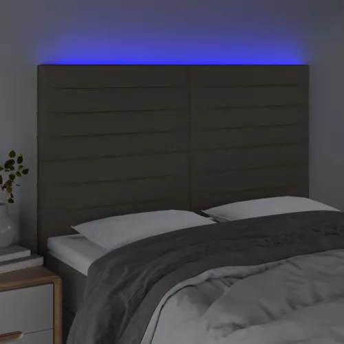 Tópszínű szövet LED-es fejtámla 144x5x118/128 cm