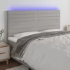 Világosszürke szövet LED-es fejtámla 200x5x118/128 cm