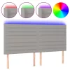 Világosszürke szövet LED-es fejtámla 200x5x118/128 cm