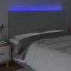 Világosszürke szövet LED-es fejtámla 200x5x118/128 cm