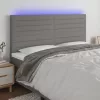 Sötétszürke szövet LED-es fejtámla 200x5x118/128 cm