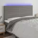 Sötétszürke szövet LED-es fejtámla 200x5x118/128 cm