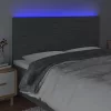 Sötétszürke szövet LED-es fejtámla 200x5x118/128 cm
