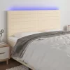 Krémszínű szövet LED-es fejtámla 200x5x118/128 cm