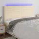 Krémszínű szövet LED-es fejtámla 200x5x118/128 cm