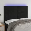 Fekete bársony LED-es fejtámla 144x5x118/128 cm