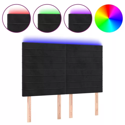 Fekete bársony LED-es fejtámla 144x5x118/128 cm
