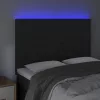 Fekete bársony LED-es fejtámla 144x5x118/128 cm