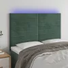Sötétzöld bársony LED-es fejtámla 144x5x118/128 cm