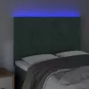 Sötétzöld bársony LED-es fejtámla 144x5x118/128 cm