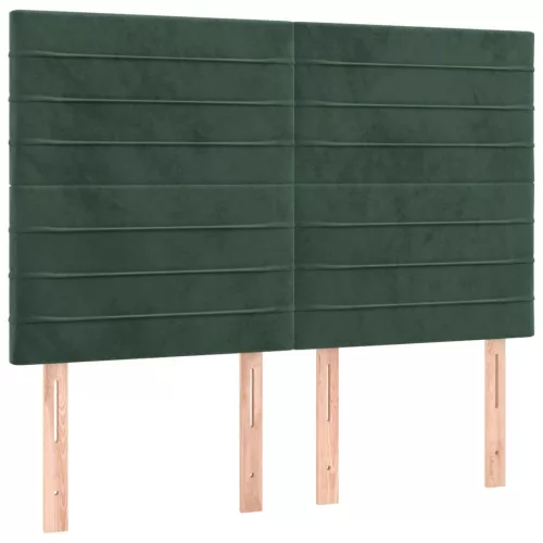 Sötétzöld bársony LED-es fejtámla 144x5x118/128 cm