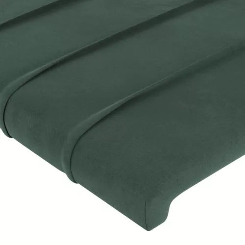 Sötétzöld bársony LED-es fejtámla 144x5x118/128 cm