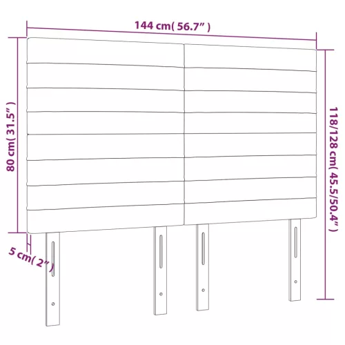 Sötétzöld bársony LED-es fejtámla 144x5x118/128 cm