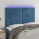 Sötétkék bársony LED-es fejtámla 144x5x118/128 cm
