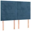 Sötétkék bársony LED-es fejtámla 144x5x118/128 cm