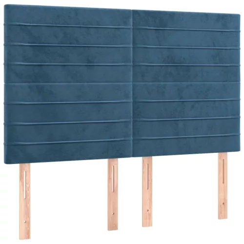 Sötétkék bársony LED-es fejtámla 144x5x118/128 cm