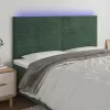 Sötétzöld bársony LED-es fejtámla 160x5x118/128 cm