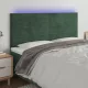Sötétzöld bársony LED-es fejtámla 160x5x118/128 cm
