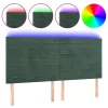 Sötétzöld bársony LED-es fejtámla 160x5x118/128 cm