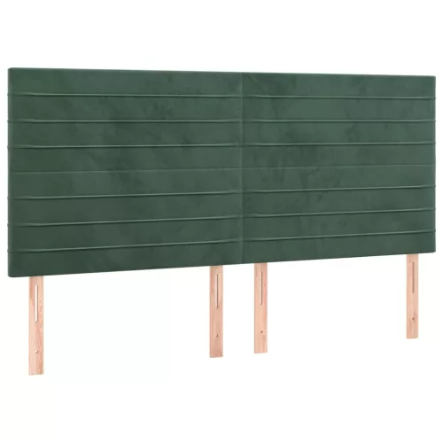 Sötétzöld bársony LED-es fejtámla 160x5x118/128 cm