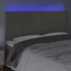 Világosszürke bársony LED-es fejtámla 200x5x118/128 cm