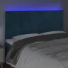 Sötétkék bársony LED-es fejtámla 200x5x118/128 cm