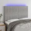 Világosszürke szövet LED-es fejtámla 144x5x118/128 cm